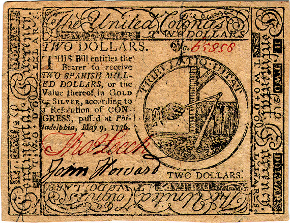 1775 1/9 of a Dollar Continental Currency December 7 th Annapolis